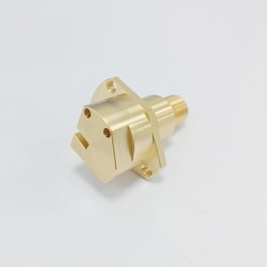 cCustom precision CNC machined brass instrument component with threaded connection