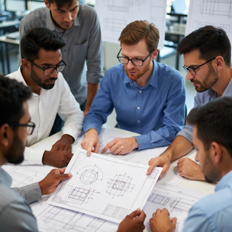 Engineering drawing review close-up