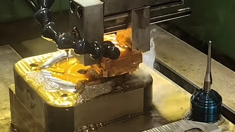 Sinker EDM machining for mold cavities and deep features