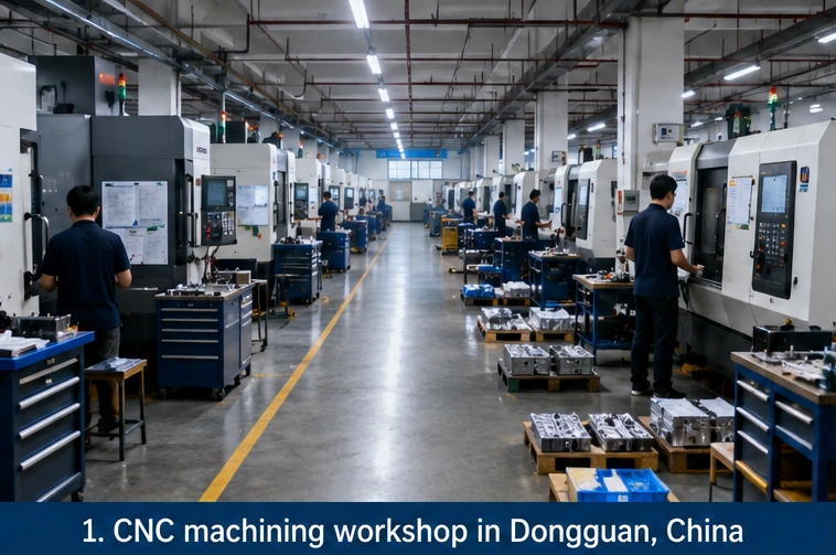 CNC machining workshop in Dongguan China