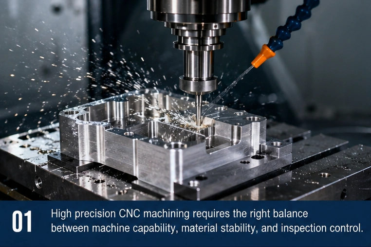 Precision CNC machined metal parts with tight tolerance inspection