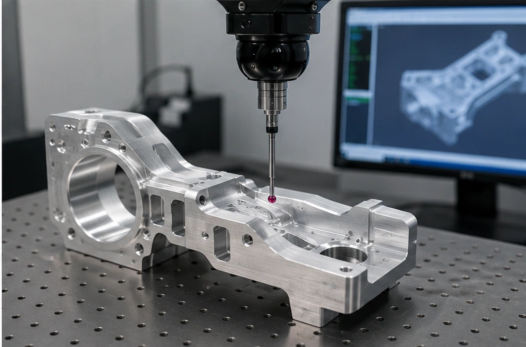 Precision CNC inspection of drone UAV machined aluminum components