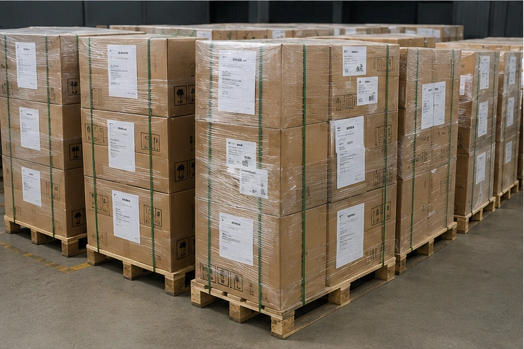 CNC machined parts packed for international air and sea shipment