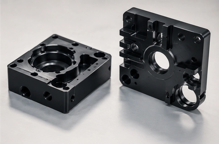 Black anodized aluminum CNC machined parts