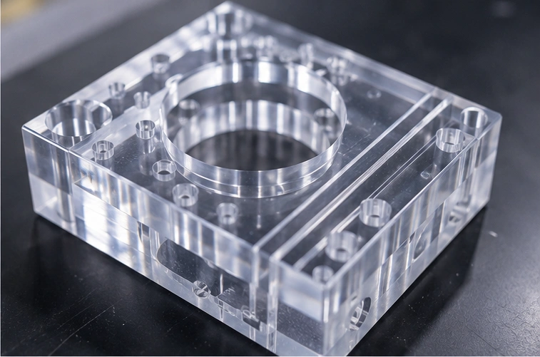 CNC machining transparent polycarbonate plastic component