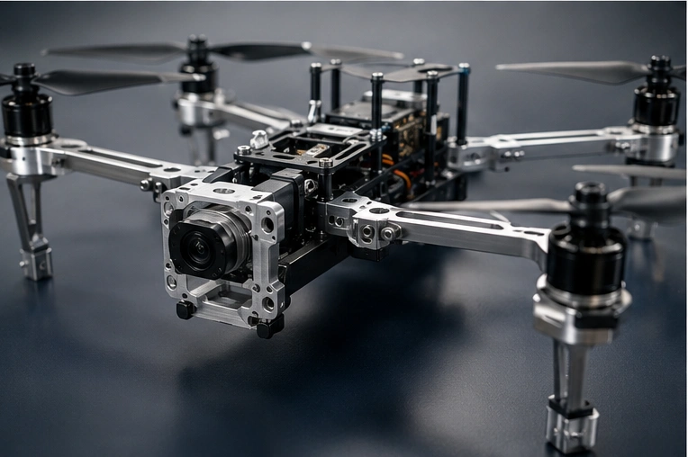 CNC machined UAV motor mount sensor housing aluminum parts