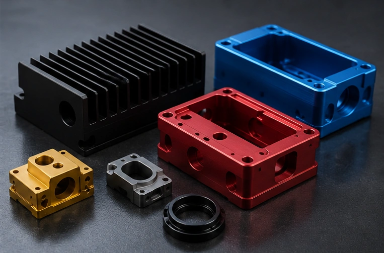 as machined aluminum CNC parts with visible tool marks