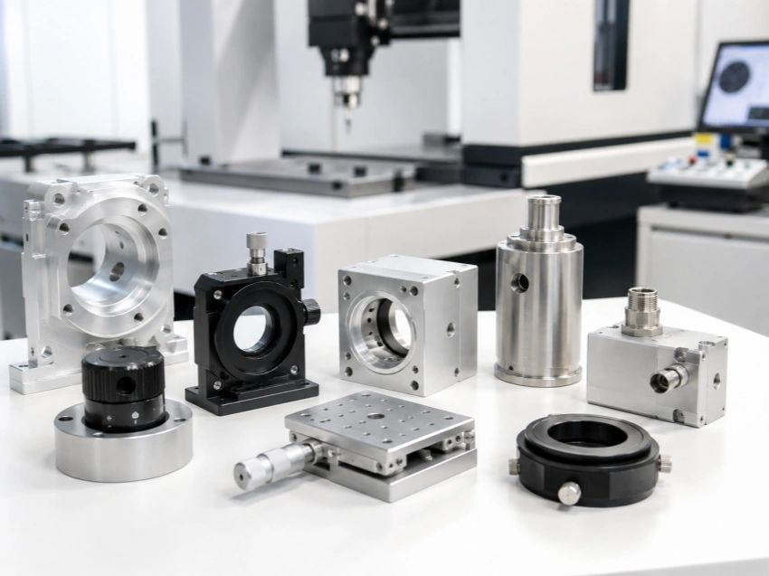 5-axis CNC machine cutting complex aluminum component