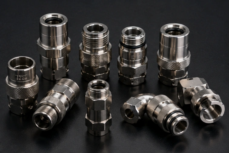 CNC machined liquid cooling connector components