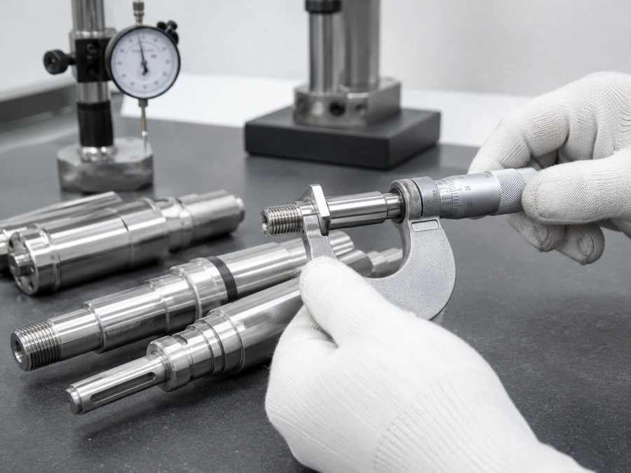 Stainless steel shaft quality inspection for diameter runout thread and surface finish