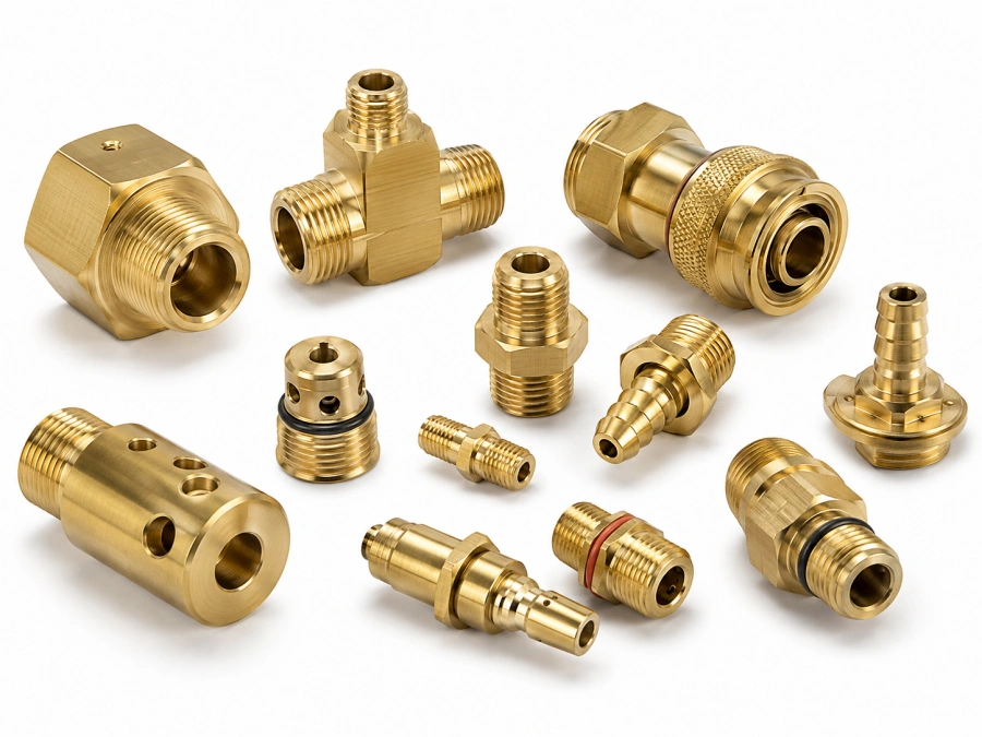 CNC machined brass fittings and threaded connectors