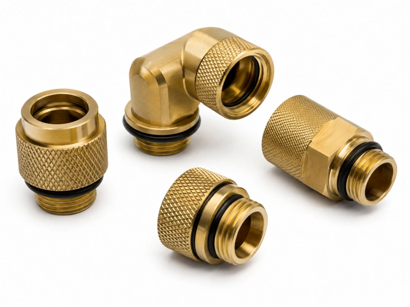 Brass liquid cooling connector CNC machining