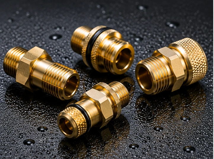 CNC machined brass liquid cooling connectors