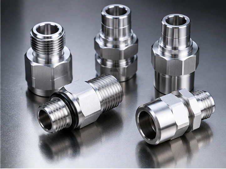 CNC machined aluminum liquid cooling connectors