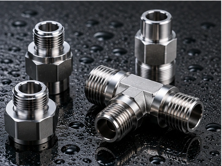 CNC machined stainless steel liquid cooling connectors