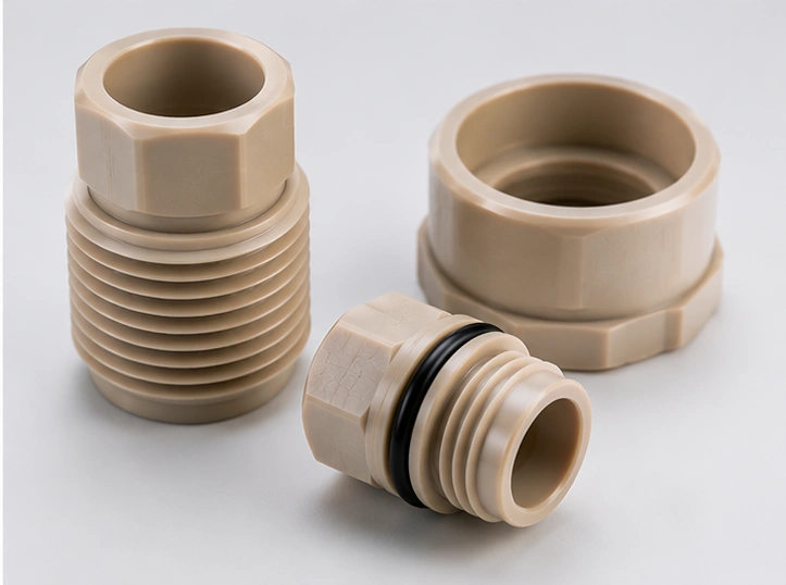 CNC machined PEEK liquid cooling connector components