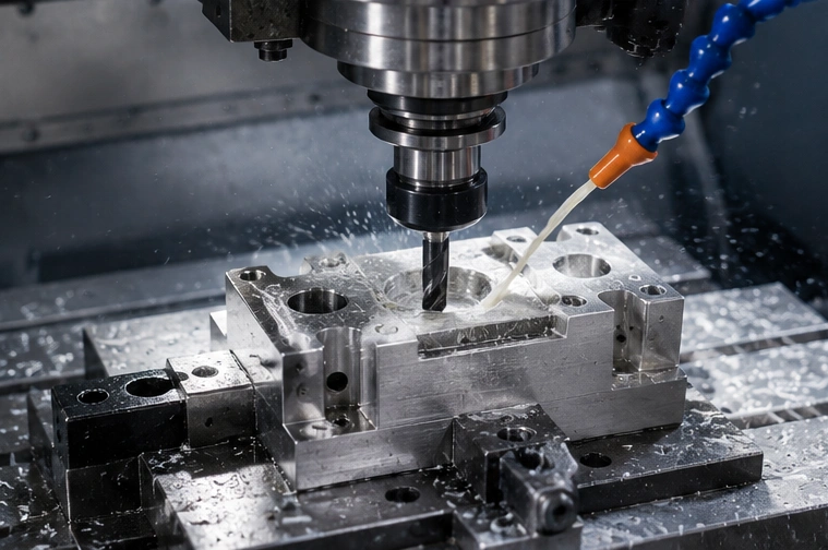 CNC milling stainless steel parts in a precision machining workshop