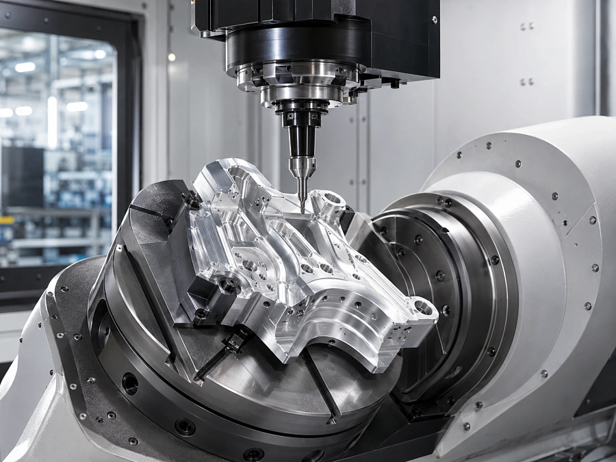 Custom 5-axis machined parts with complex geometry multi-side features and precision CNC machining