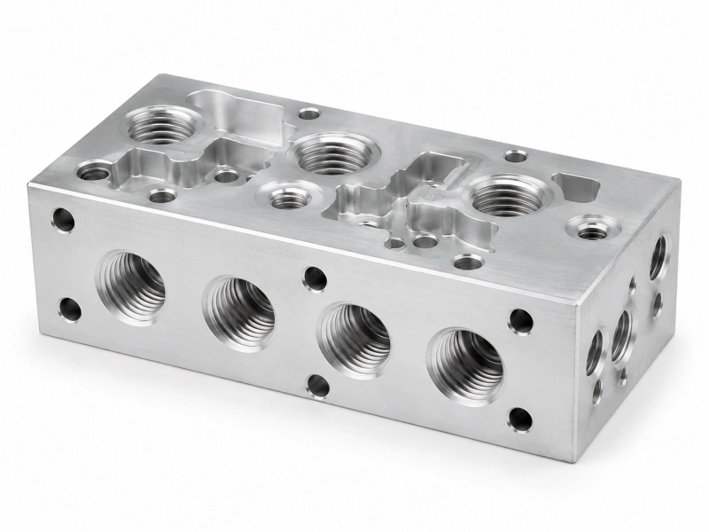 Aluminum pneumatic manifold block CNC machining