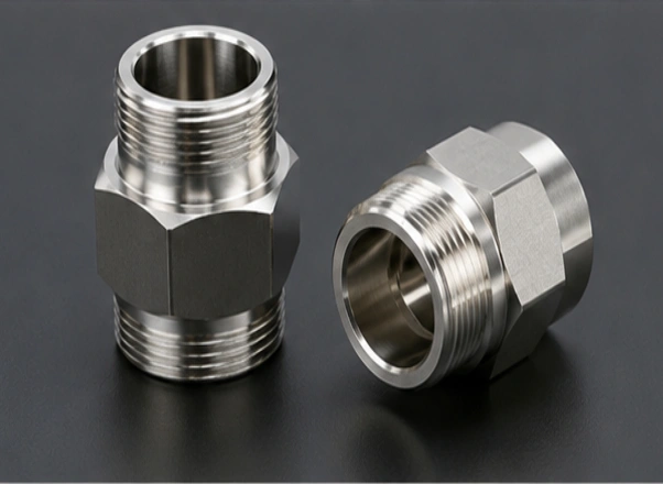 CNC machined threaded liquid cooling adapter