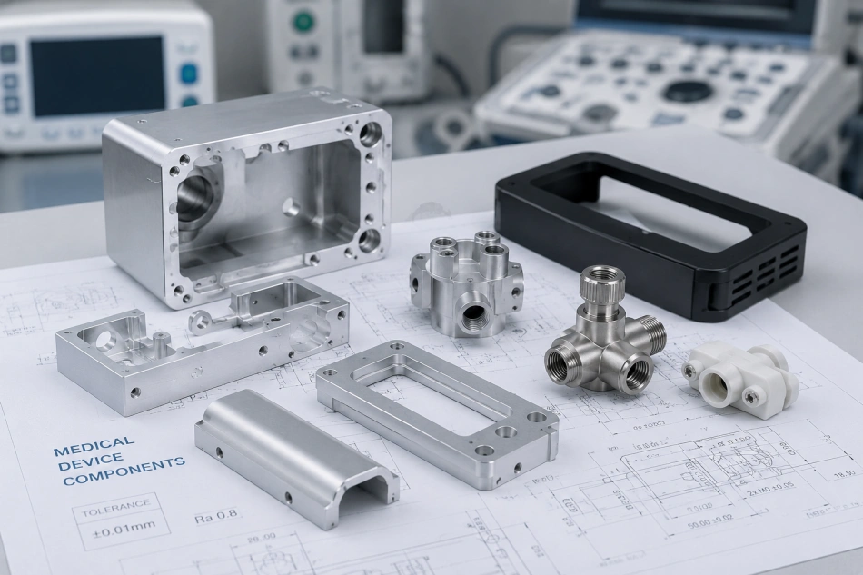 Precision CNC machined medical equipment components with clean surface finish