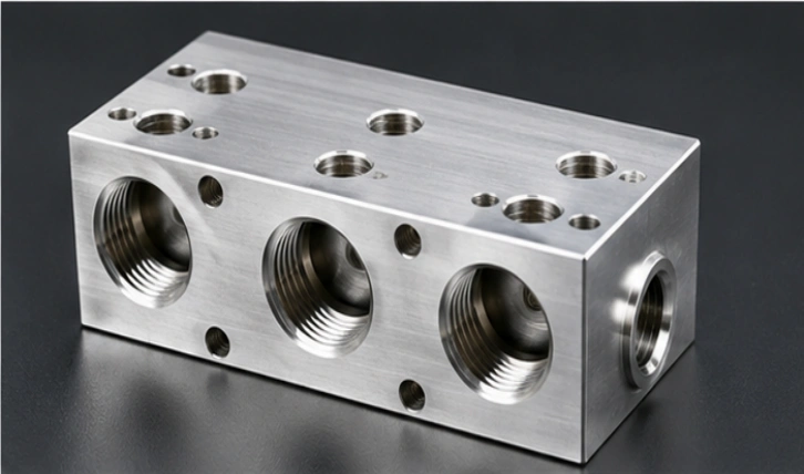 CNC machined liquid cooling manifold block