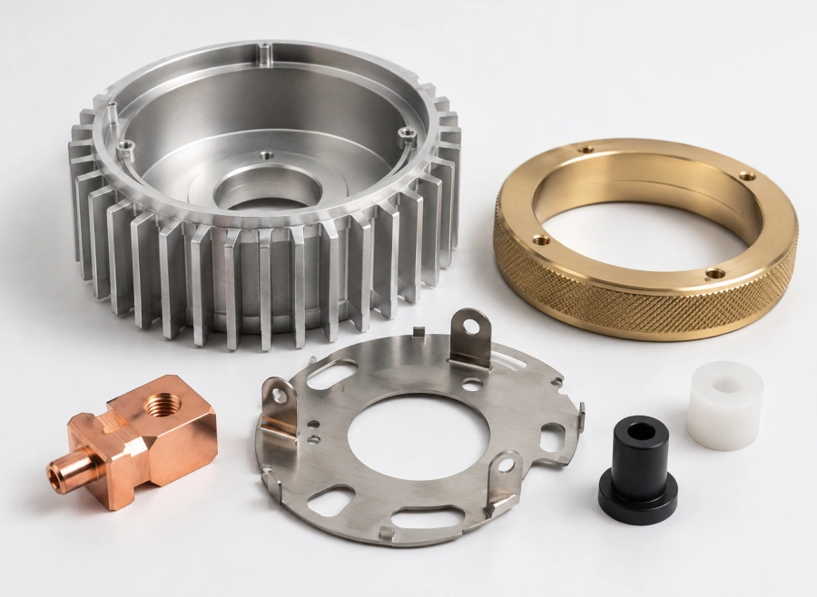 Aluminum brass stainless steel and copper materials for CNC machined lighting fixture parts