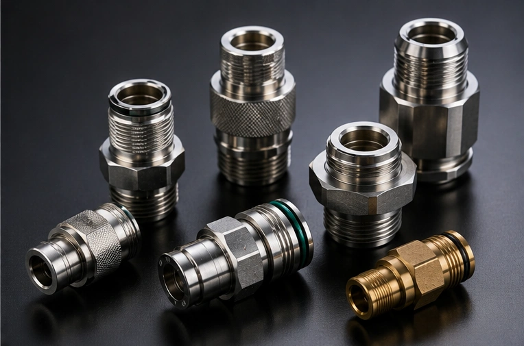 CNC machined liquid cooling connectors
