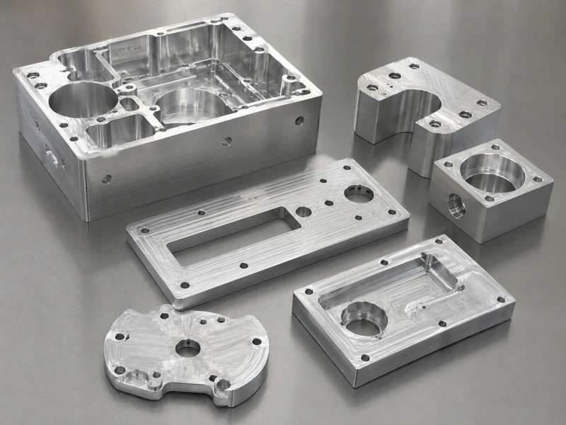 As machined CNC milled parts with visible tool marks