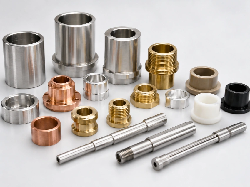 CNC turning materials for aluminum stainless steel brass copper steel and plastic turned parts