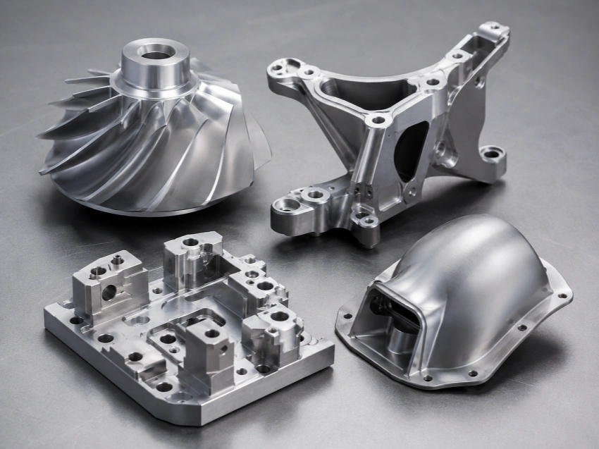 Custom 5-axis machined parts including impellers aerospace brackets robotics housings and complex fixtures