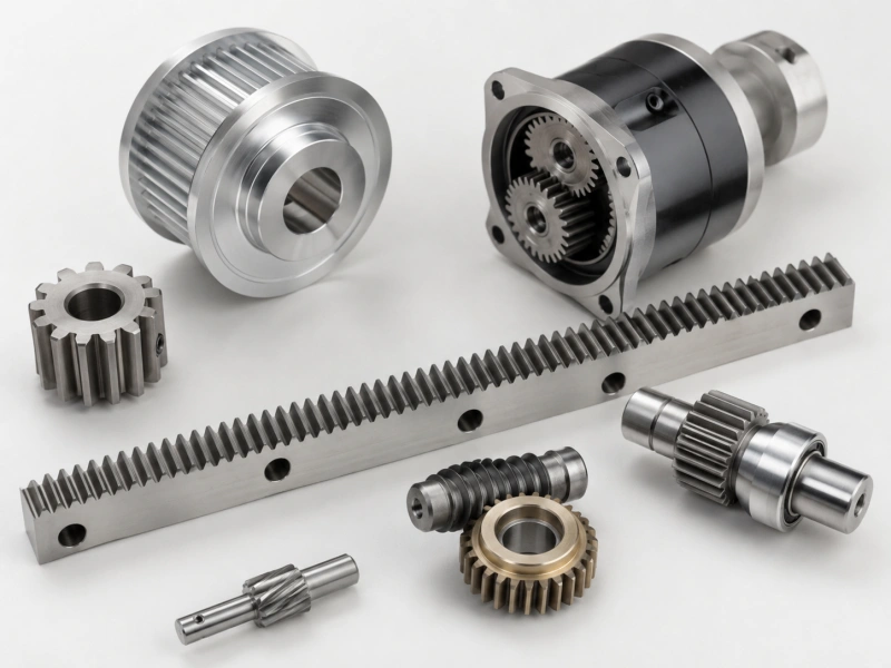 Custom CNC gears for industrial machinery including steel gears gear shafts and transmission components