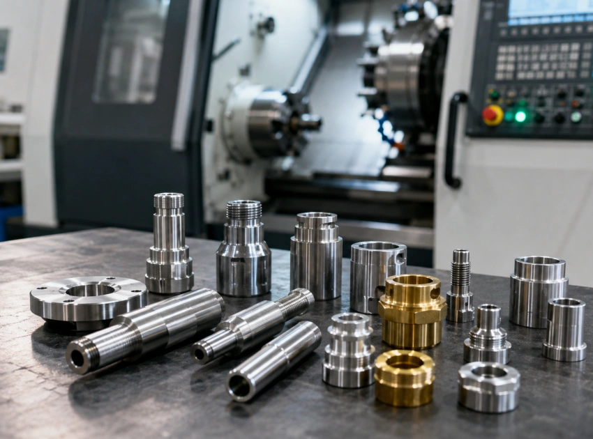 Prototype to low volume CNC turning parts including shafts bushings sleeves pins and threaded components
