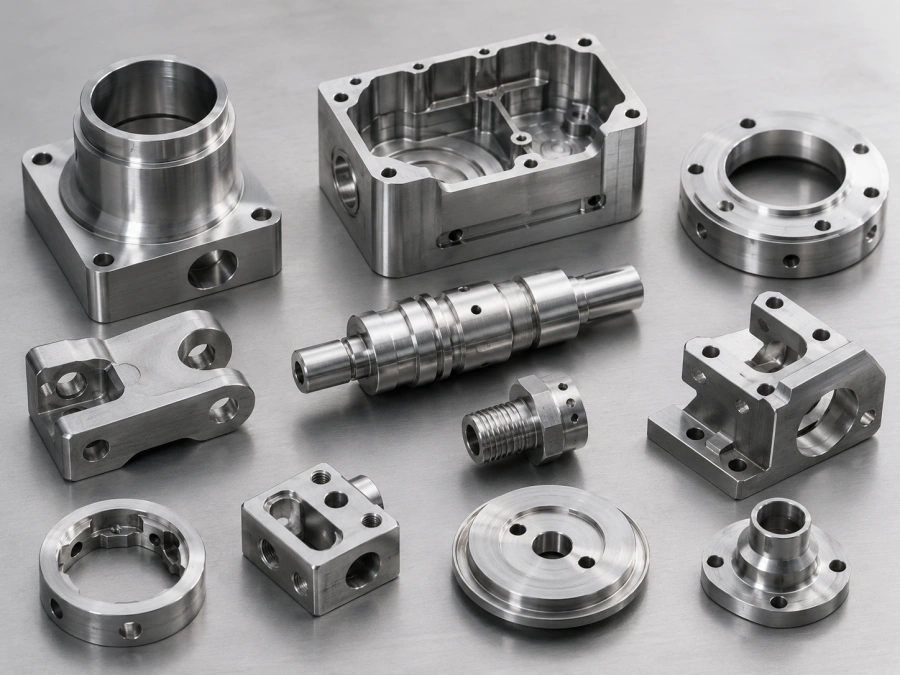 As machined CNC parts with visible machining marks