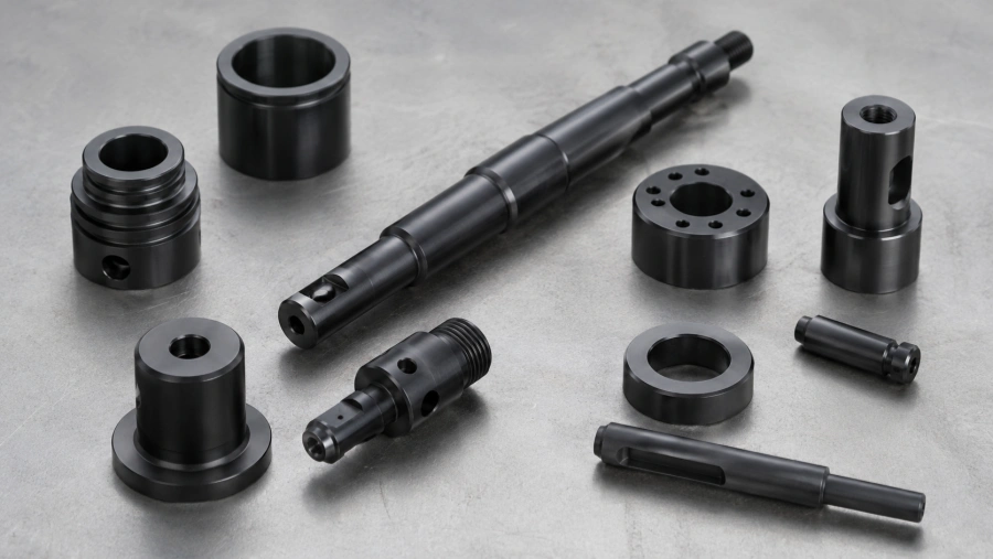 Black oxide finished precision CNC machined steel parts