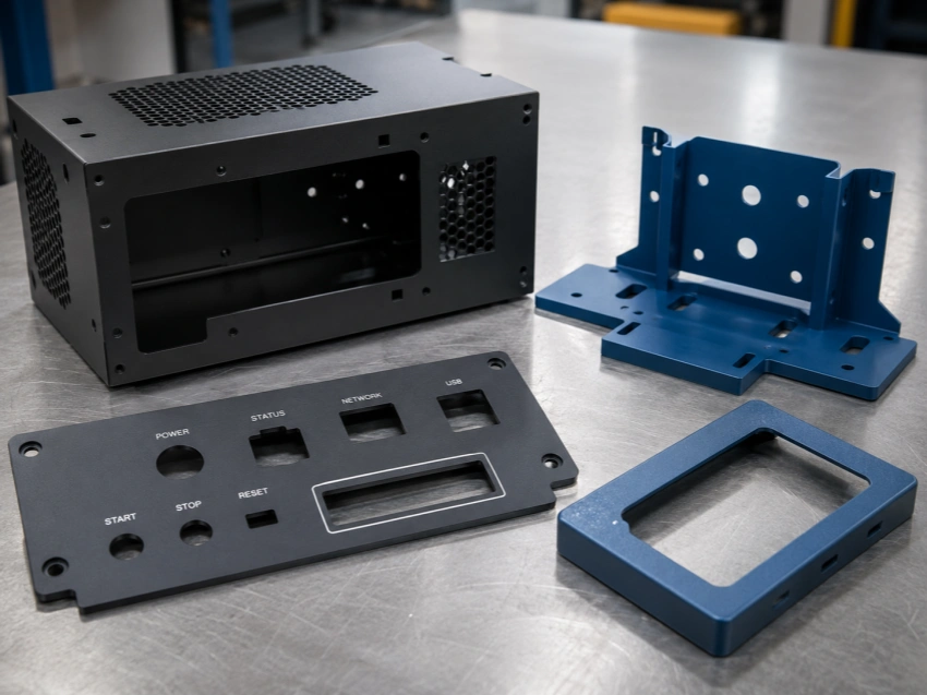 Powder coating finish on CNC machined metal parts