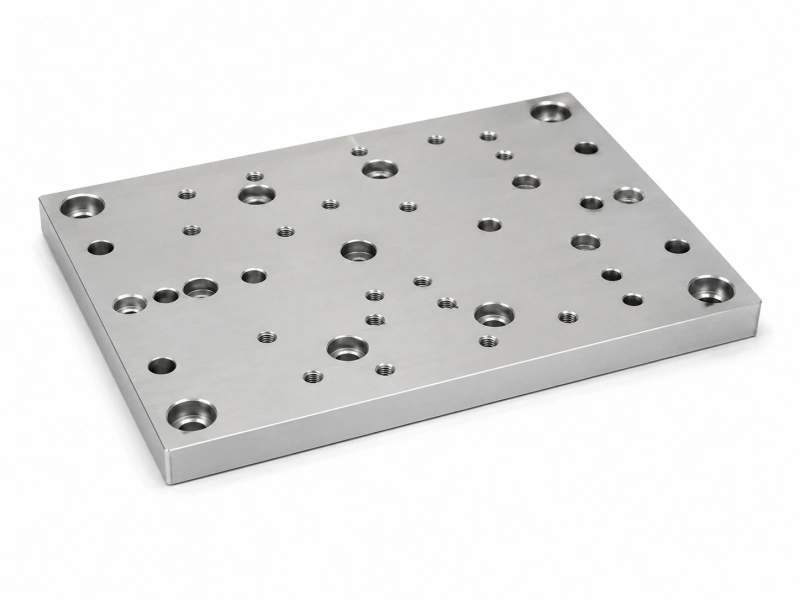 CNC machined fixture plate with hole pattern