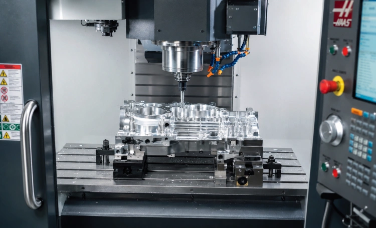 CNC machining an aluminum precision component