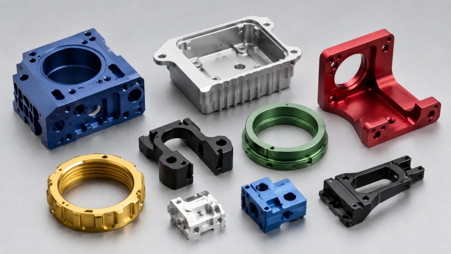Anodized aluminum CNC machined parts in different colors