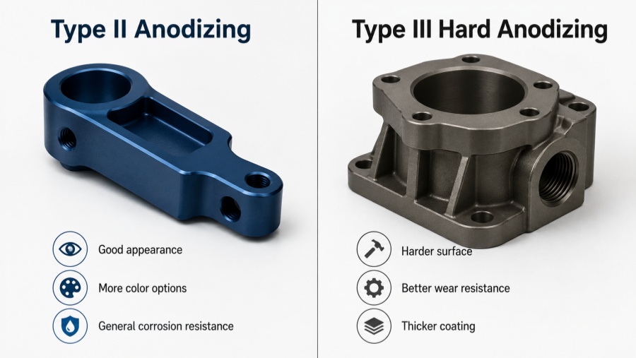 Type II vs Type III aluminum anodizing comparison