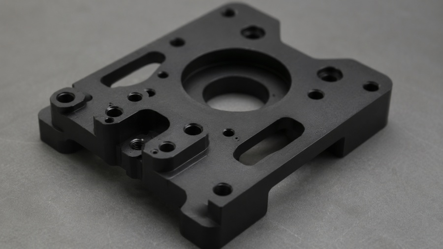 Bead blasted and black anodized CNC aluminum part