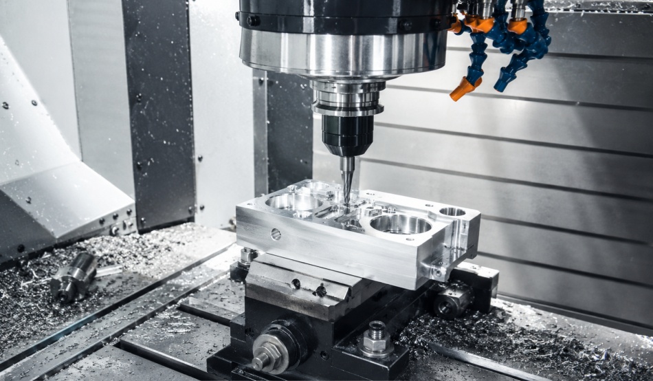 CNC milling machining an aluminum precision part