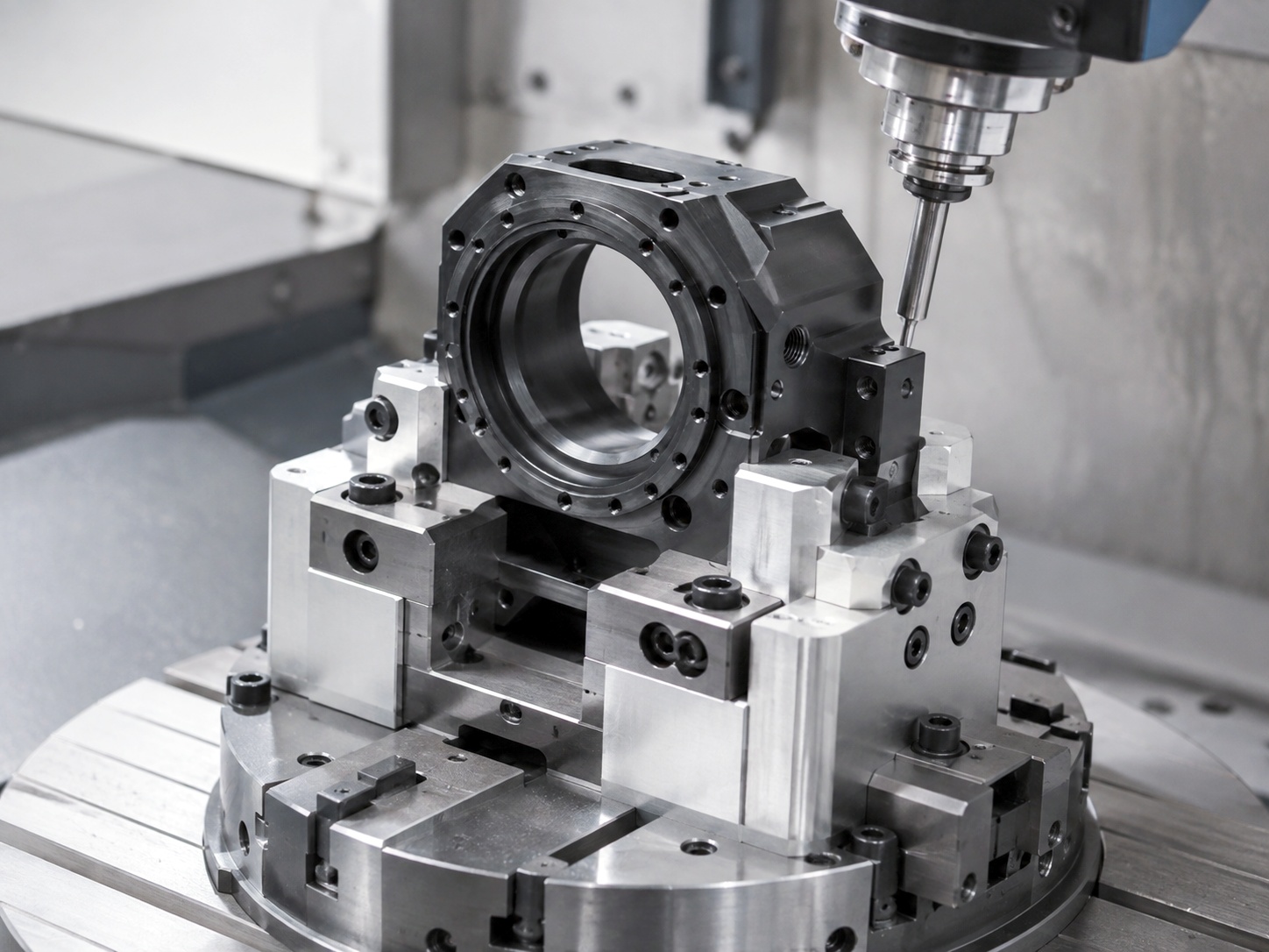 7075-T6 aluminum robot reducer housing during CNC machining