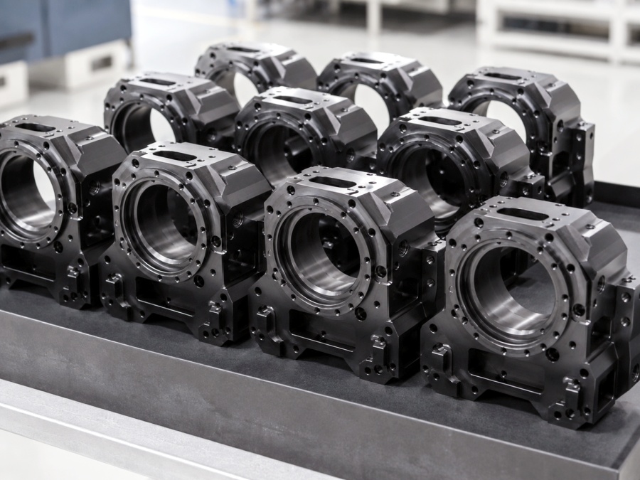 Finished black anodized 7075 aluminum robot reducer housing