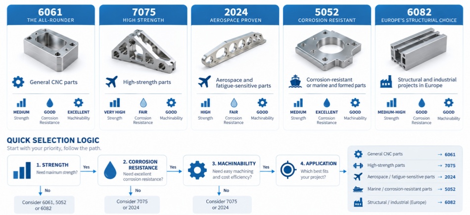Aluminum alloy selection guide for CNC machining applications