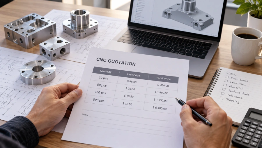 CNC machining RFQ quantity levels for prototype and production pricing